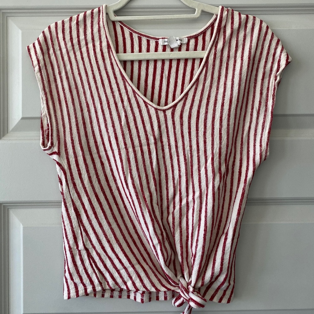 Striped Front Tie Top